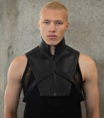 Gambit High-Zip Leather Vestlet - Image 2
